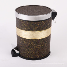 China Ouro Nuvens Leatherette Coberto Dustbin com Faixa de Ouro (A12-1901F)